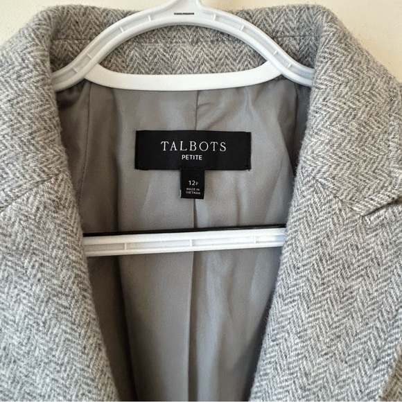 Talbots Women’s Gray Wool Blend Blazer Sz 12P Career Work Mature - Picture 4 of 13